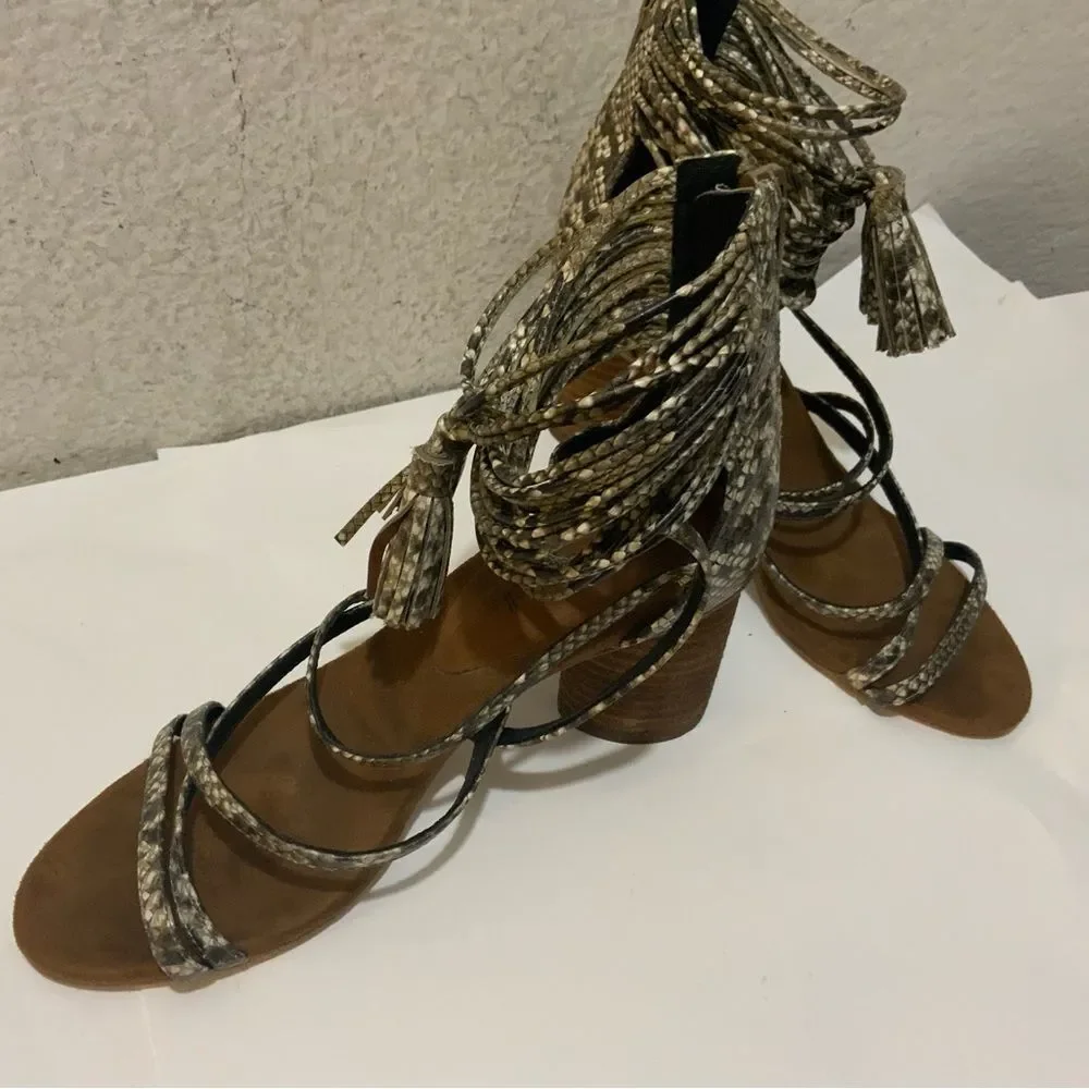 Jeffrey Campbell Womens Snakeskin Despina Heels Sandals size 7